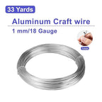 18 Gauge Aluminum Craft Wire, 1mm 33Yards Floral Craft Wire Bendable Wire for Jewelry Making, Garden, Sculpting, Floral & Wreath Crafts, Silver