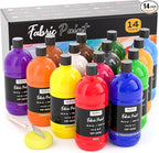 Nicpro 14 Colors Permanent Fabric Paint (16.9 oz, 500 ml) Soft Fabric Paint for Clothes, Non-Toxic Textile Paint for Fabric DIY Crafts, T-shirts, Shoes Jeans Bags Canvas for Adult with Color Wheel