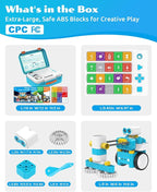 WhalesBot C3 Pro 12-in-1 Remote Control & Coding Robot Kit for Kids 4+, Advanced Smart Panel & Cards Programming, Educational STEM Toy, Block Building Set with Controller & Motor for Kids 4-6, 5-7