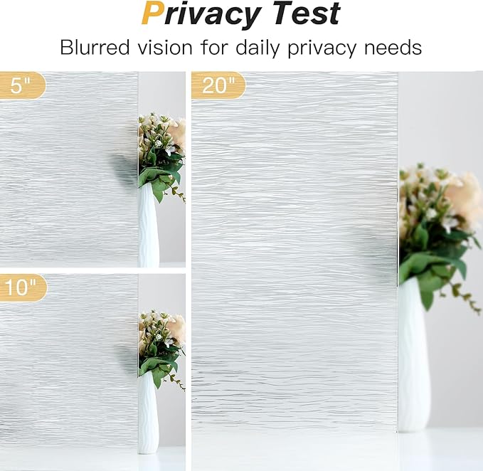 Haton Window Privacy Film, Frosted Glass Privacy Window Clings, Sun Blocking Frosting Opaque Coverings, Static Cling Removable Decorative Stickers for Home Door, Non-Adhesive 29.5" x 157.4"