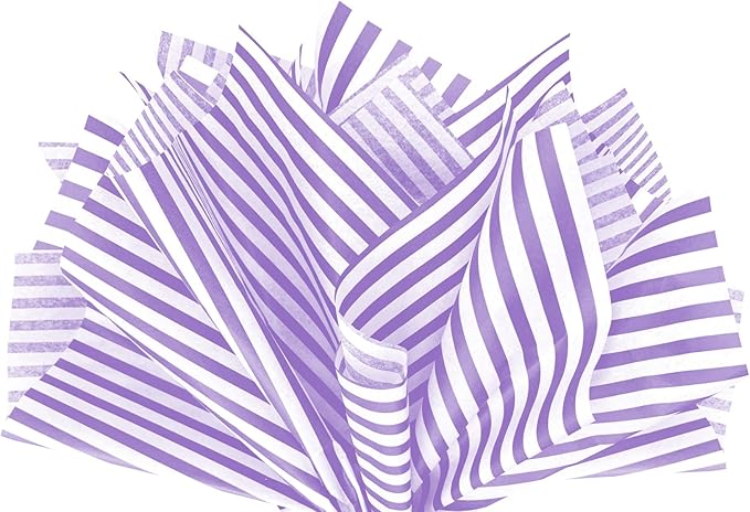 Flexicore Packaging Lilac Purple Pin Stripe Print Gift Wrap Tissue Paper Size: 15 Inch X 20 Inch | Count: 50 Sheets | Color: Lilac Pin Stripe