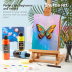 Shuttle Art Acrylic Paint, 24 Colors Acrylic Paint Bottle Set, 250ml/8.45oz Each, Rich Pigments, High Viscosity, Bulk for Artists, Beginners and Kids Painting on Rocks Crafts Canvas Wood