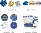 WRAPAHOLIC Hanukkah Wrapping Paper Set - Menorahs, the Star of David, Candles Design Chanukah Wrapping Paper Bundle with Gift Bow & Ribbon & Tag & Sticker
