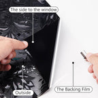 LEMON CLOUD Total Blackout Window Film Privacy Static Cling Frosted Black Window Covering 100% Opaque Film Tint Darkening Removable Film for High Privacy，(Blackout Tulip Design,35.4 x157.4 inches)