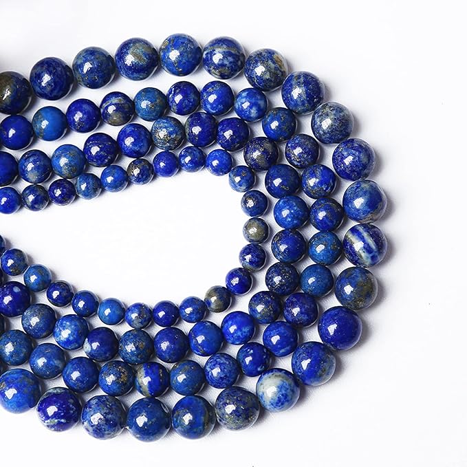 8mm 90PCS AAA+ Natural Lapis Lazuli Gemstone Beads Round Loose Stone Beads for Jewelry Making DIY Bracelets Necklace Earrings 32" 2 Strands