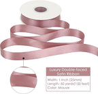 HUIHUANG Mauve Satin Ribbon 1 inch Dusty Rose Ribbon 50 Yards Double Face Silk Satin Ribbon for Wedding Decor Crafts Gift Wrapping Bows Bridal Floral Bouquet Invitation Card Birthday Party