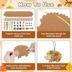 Fennoral 12 Pack Hedgehog Crafts for Kids Make You Hedgehog Foam Stickers DIY Autumn Art and Craft for Boys Girls Party Supply Art Activities Birthday Gifts Fall Thanksgiving Decoration