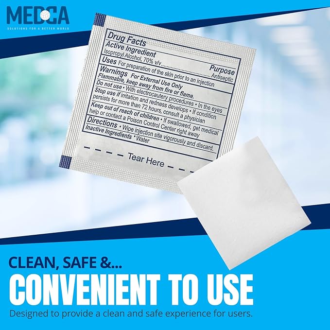 Alcohol Prep Pads - Box of 600, Saturated 70% Isopropyl Alcohol Wipes, Individually Wrapped Moistened Swab Pad, 2-Ply Cotton (Bulk Pack 600 Count)