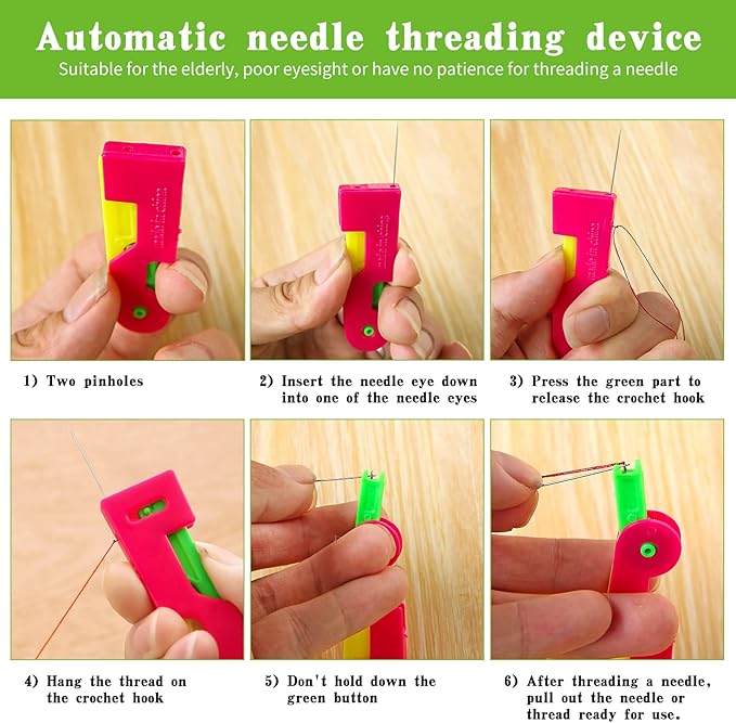 Fedmut Needle Threaders Set, 51 Pcs Needle Threader Tool Needle Threaders for Hand Sewing Craft, 9 Types Needle Threader with Thimbles Great for Hand Sewing Needle Work, Sewing Machine, Embroidery