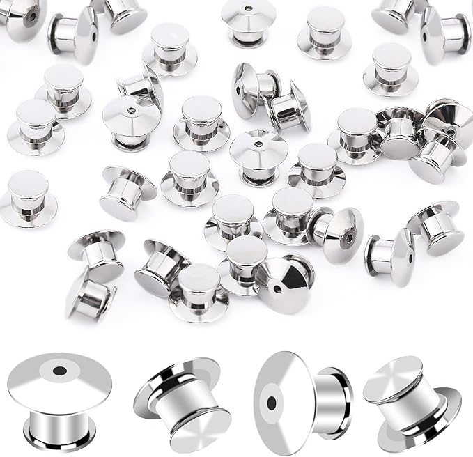 DECYOOL 30PCS Metal Locking Pin Backs, Pin Keepers Clasp Pin Backs Locking Buckles for Brooch DIY Crafts Badges Enamel Lapel Needles Pin Lock