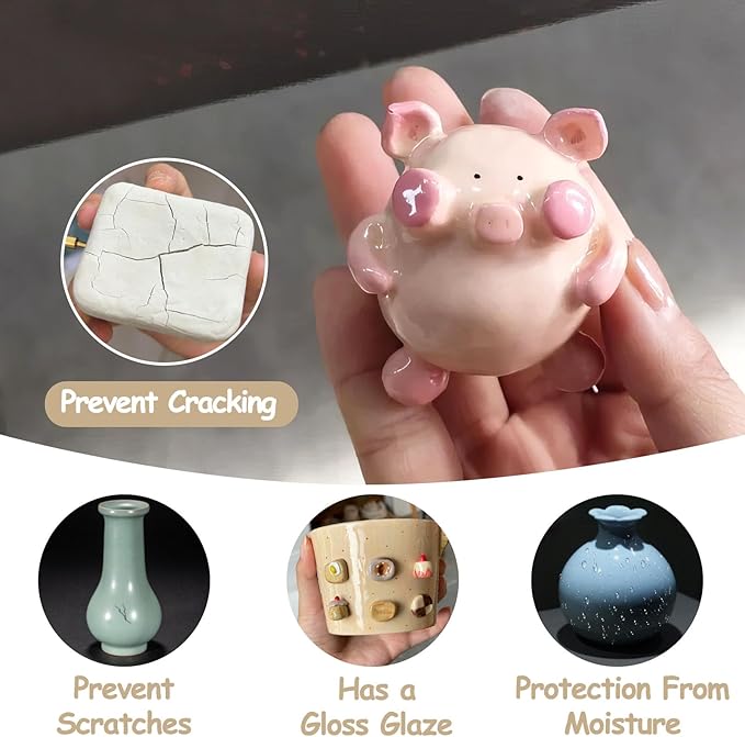 500ml Air Dry Clay Glaze, Clear Clay Varnish for Air Dry Clay Pottery, Waterproof and Scratch Resistant, Design for Air Dry Clay (Gloss Varnish)