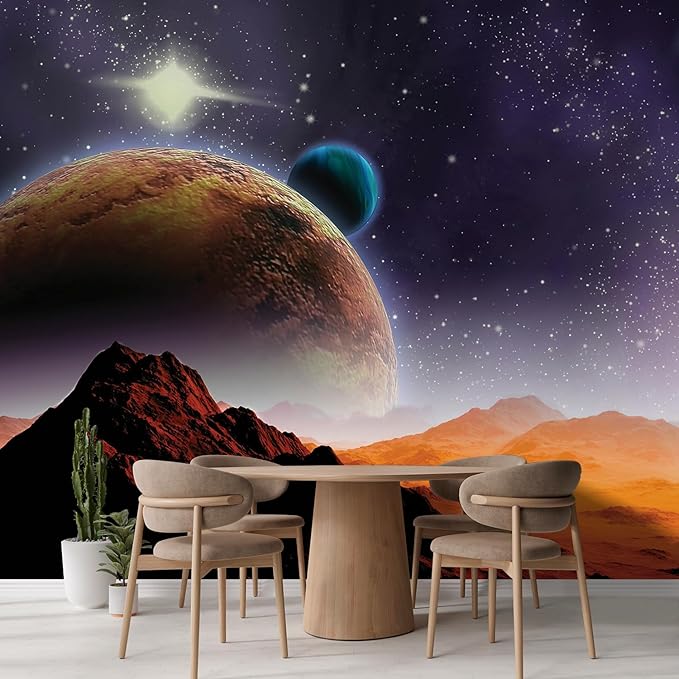 wall26 Wall Sticker/Wall Mural Peering into a Vibrantly Colored Space, Not Peel and Stick, Non-Woven Wallpaper Decorative for Bedroom, Living Room, Office - 108x120 inches