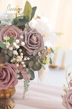 Floroom Artificial Flowers 25pcs Real Looking Dusty Rose Ombre Colors Foam Fake Roses with Stems for DIY Wedding Bouquets Bridal Shower Centerpieces Floral Arrangements Party Tables Home Decorations