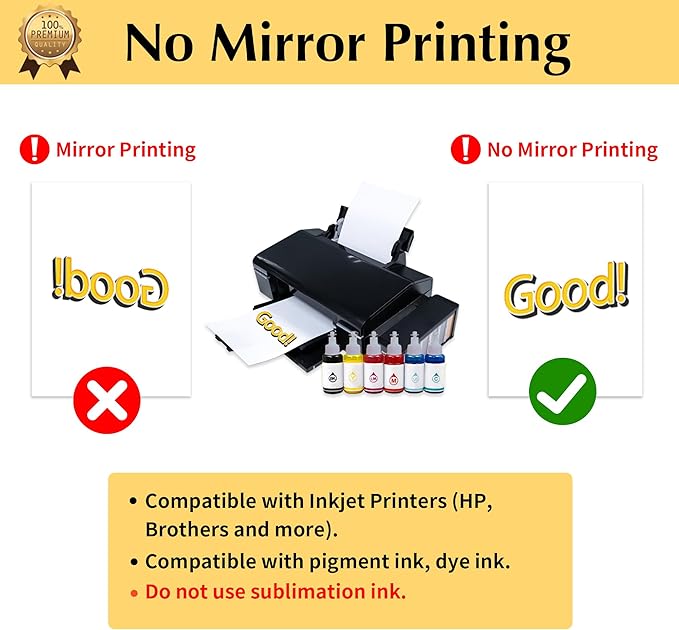 TransOurDream Upgraded Iron on Heat Transfer Paper for T Shirts (40 Sheets, 8.5x11") Iron on Transfers for Light Fabric Printable Heat Transfer Vinyl for Inkjet Printer (L2-40)