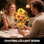 Sunflower Building Set with Lights Vase Base, Flowers Botanical Collection Building Block Home Decor, 1180PCS Art Flower Bouquet Bonsai Plant Building Kit Gift for Adults Teens Girls Boys 12+