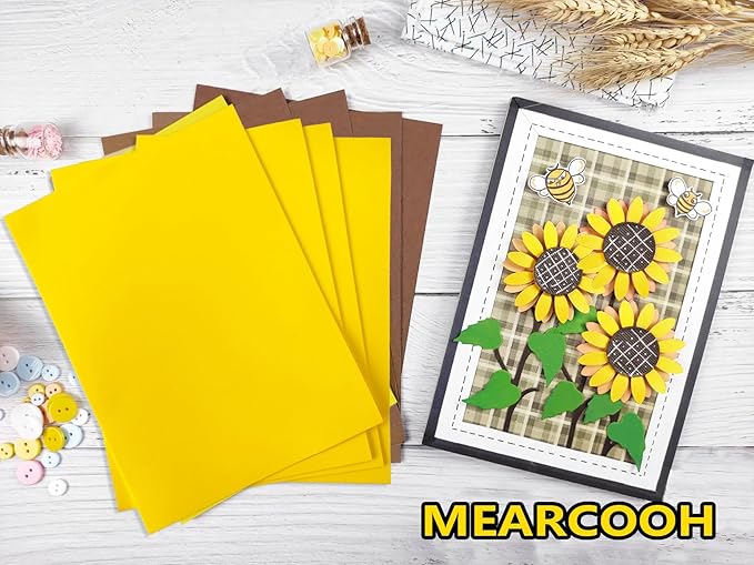 MEARCOOH Yellow Foam Sheets Crafts 9x12 Inch 2mm Eva Color Craft Foam Paper for Crafts Project Preschoolers Classroom Scrapbooking DIY Cosplay(10 Sheets)