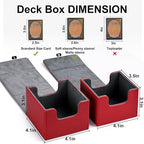 ZLCA Card Deck Box for Trading Cards, MTG Commander Deck Box Holds 120+ Single Sleeved, Leather Magnetic Card Storage Case Fits for TCG CCG Magic(Red)