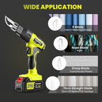 Huanyu Cordless Hot Knife with Temp. Display 100W Max 500℃ 3.0Ah Battery Powered Air Cooling Cutting Tool 4 Blades Set Electric Hot Knife Foam Cutting Tool Craft Shears for Rope, Fabric, Acrylic