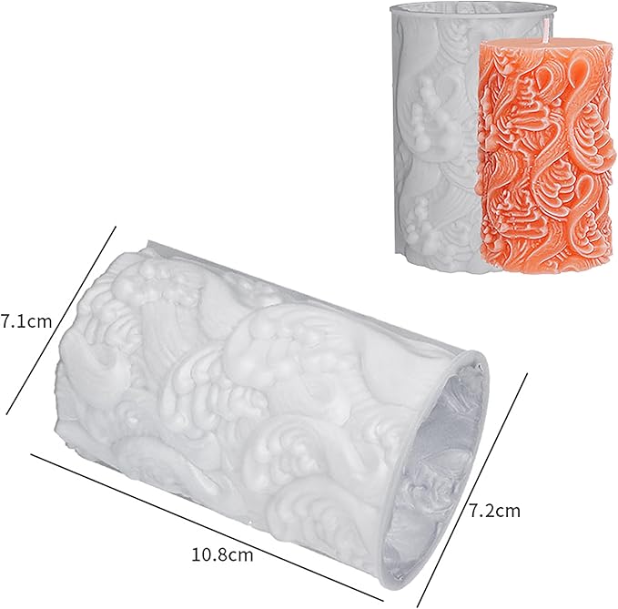 Flower Petal Cylinder Candle Mold - Resin Casting Silicone Molds for Home Decor & Candle Making Wave Spiral Mold