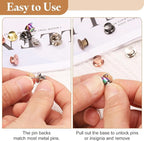 uxcell 40Pcs Metal Locking Pin Backs, Pin Keepers Locking Clasp Flat Head Clamp Needle Back Lock for DIY Brooch Crafts Badges Enamel Lapel, Silver