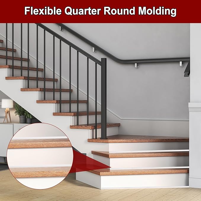 uxcell 197 Inch Flexible Quarter Round Molding Silicone Peel and Stick Trim Self Adhesive Shower Water Barrier for Corner Decor Bathroom Kitchen, Gray