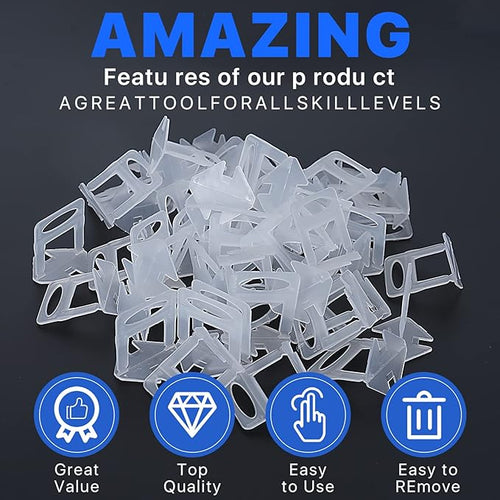 1100 Pcs Tile Leveling System Clips 1/8" (3.0mm) for Ceramic Tile and Stone Installation - DIY Tile Leveler Spacers Kit for Perfect Alignment(1100, 1/8)