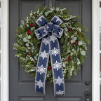 CT CRAFT LLC Navy Satin with Silver Snowflake Wired Ribbon 2.5 Inch x 10 Yards for Christmas Home Decor Tree Topper Bow Gift Wrapping DIY Crafts Wreath Garland