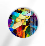 My Photostation.com 39,4''(100cm) Diameter Multicolor Round Stained Glass Wall Art Vibrant Mosaic Abstract Panel Tempered Glass Printing Wall Decor Large Wall Art Wall Hangings