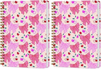 2 PCs Coquette Pink Bows Cherry Journaling Notebooks Trendy Preppy Spiral Notebook Aesthetic Design Gifts for Women Girls Note Books Journals for Writing Hardcover Notebook Office Classroom Supplies