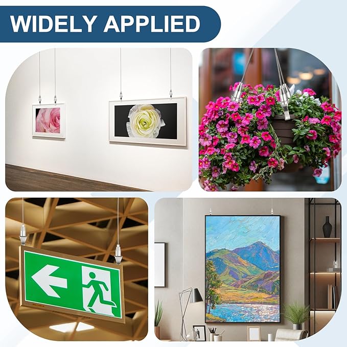 uxcell 5Pcs Picture Hanging Wire Kit, 0.5 m x 1.5 mm Heavy Duty Picture Hangers Adjustable Wire Rope with S-Hooks and Loop, Load 35kg/77.1 lbs for Hanging Mirrors Light Lamp Artwork