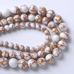 45pcs 8mm White Howlite Spun Gold Stone Beads for Jewelry Making Natural Stone Energy Healing Beads DIY Bracelet Necklace 15" (8mm, White Howlite Spun Gold Stone)