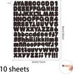 Letter Sticker,1/2 inch 10 Sheets Black Alphabet Sticker,Self Adhesive Vinyl Letter Stickers Mailbox Numbers,Self Adhesive Letters Stickers for Bulletin Boards Classroom Home Decor