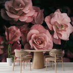 wall26 Wall Sticker/Wall Mural Dark Rose Flower Blossoms Nature Wilderness, Not Peel and Stick, Non-Woven Wallpaper Decorative for Bedroom, Living Room, Office - 99x96 inches