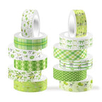 12 Rolls Greenery Washi Tape, Martini Bow Lemon Masking Tape, Checkered Martini Glass Decorative Sticker for Summer Party Afternoon Tea Scrapbook Journal DIY Craft Gift Wraps 16.4FT