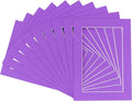 11x14 Mat for 8.5x11 Photo - Precut Purple Picture Matboard for Frames 11 x 14 Inches - Bevel Cut Matte to Display Art 8.5 x 11 Inches - Acid Free Pack of 100 MATS with Backing Boards & Clear Bags