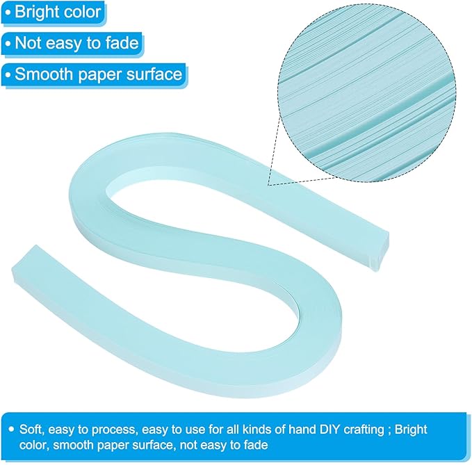 PATIKIL 120pcs Quilling Paper Strips Paper Flowers Quilling Kits 3/8"(10mm) Origami Paper for Adults Beginner Art Craft, 21"(54cm) Light Blue