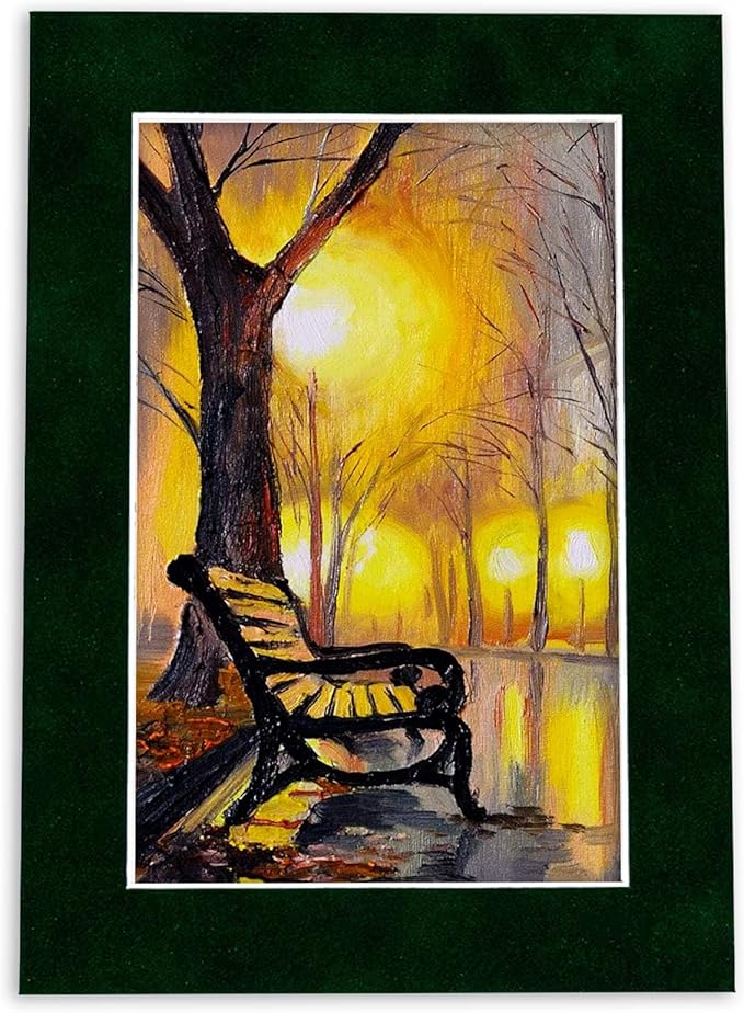 Poster Palooza 11x14 Mat Bevel Cut for 8.5x11 Photos - Acid Free Green Suede Precut Matboard - For Pictures, Photos, Framing - 4-ply Thickness