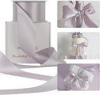 HUIHUANG Dusty Purple Ribbon 2 inch Wide Double-Faced Pastel Lilac Satin Silk Ribbon for Flower Bouquet Wrap, Gift Wrapping,Wedding Decor, Home Decor, Crafts and Bows Making- 25 Yards/Roll