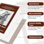 TKOOFN 8.5" x 11" Sketch Book, Pack of 5, 300 Sheet Top Spiral Bound Premium Sketchbook Drawing Pads(68lb/100gsm), Acid-Free Painting Paper for Adults Kids Artists Beginners
