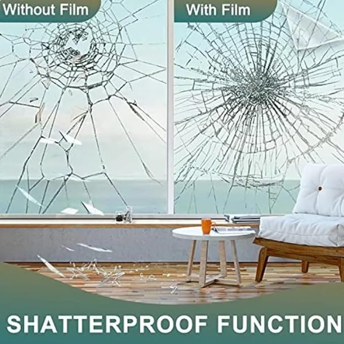 UV 99% Security and Safety 4 Mil Clear Window Film Shatterproof Anti Shatter Tempered Glass Film for Home and Office Windows (Clear, 24 in x 100 FT)