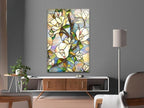My Photostation.com 27Wx43H'' Stained Magnolia Glass Wall Art Tempered Glass Printing Wall Decor Large Wall Art Wall Hangings