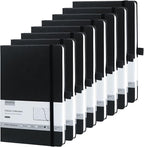 8 Pack Black Lined Journal Notebooks for Work, Travel, College, (A5 Size 100 GSM Thick Paper) - Classic Ruled, Hardcover Notepad for Writing 160 Pages, 5.5 x 8.3 inch, Multipack Journals