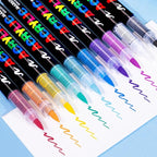 Guangna Acrylic Paint Markers,12 Colors with Direct-Liquid Ink Control System, Professional-Grade Paint Pen for Rock Painting, Canvas, Glass, Plastic, Fabric & Creative Crafts
