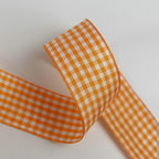 Micomon Orange Gingham Plaid Checked Ribbon 25 Yard Each Roll 100% Polyester (1", Orange)