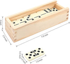 Dominos Set for Adults, Double 6 Domino Game, Double Six Standard Domino with Natural Wooden Box, 28 Tiles,Tradditional Board Game for Adults and Elderly.