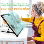 HIUKCOLED Rechargeable A3 Light Pad with Diamond Painting Light Board Carry Bag, Built-in Foldable Stand＆top Clip, 3 Colors/Stepless/6-level Brightness, Battery Powered Wireless LED Tracing Box