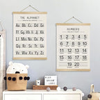 Alphabet and Numbers Wall Chart Set of 2 ,Kids Educational Posters,ABC and 1-20 Number Learning Banners for Toddlers, Preschool Classroom, Homeschool, Nursery, Playroom Decor 14 x 18.5 Inch (Black)