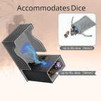 Dice Tower and Tray, Portable Commander Deck Box, Foldable Dice Storage Box for Dungeons and Dragons Rolling Tray Black/Grey