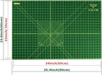 Thickness-Upgraded 24" x 36" Self Healing Sewing Mat, WerkWise Rotary Cutting Mat, Double Sided 5-Ply 24x36 Inch Cutting Board for Quilting, Fabric, & Crafts, Use with Rotary Cutters (Green & Black)