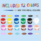 5 Packs Mini Acrylic Paint Set, 12 Colors Washable Paint Strips for Kids & Adults - Includes 10 Brushes (5 Flat + 5 Pointed), 60 PCS kids Paint Kits for Easter Eggs, Birthday, Classroom Party